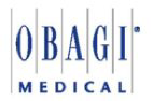 A blue and white logo of obagi medical